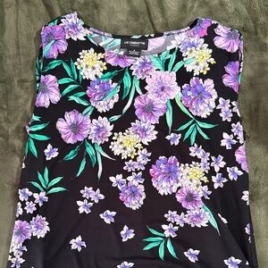 Liz Claiborne Black Top with Purple Floral Design